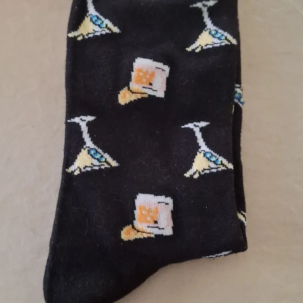 Club Room Crew Socks Seamless Toe Martini and Rock's Drink Fashion socks